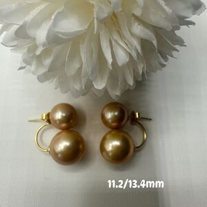 Authentic edison  double pearl earrings in silver 925 setting